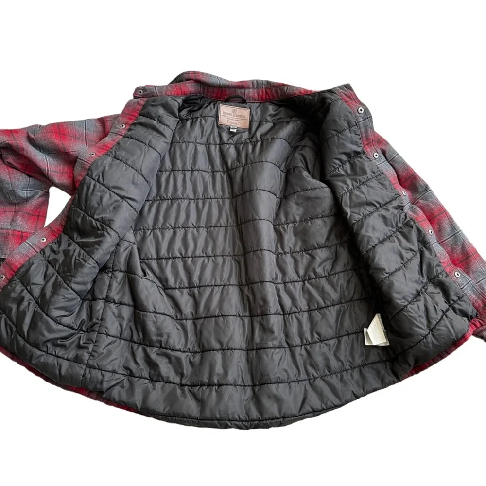 Rugged Elements Men's‎ Red & Grey Plaid Front Snap Shacket with Lining Size: XL